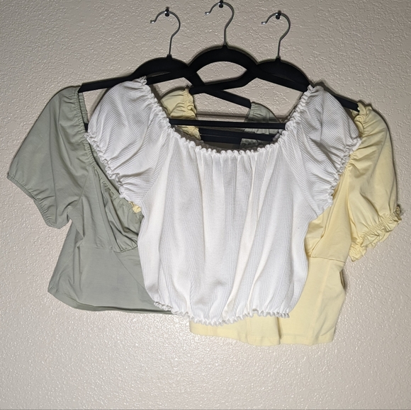 MilkMaid Peasant Style Whimsical Top Bundle In White, Pastel Yellow, & Green - Picture 4 of 6
